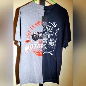 Live to Ride Motorcycle Graphic Split Short Sleeve T-Shirt Size Medium